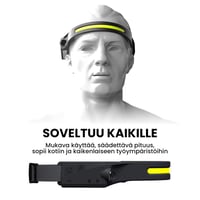 USB-ladattava otsalamppu, COB/XPE-LED 💡