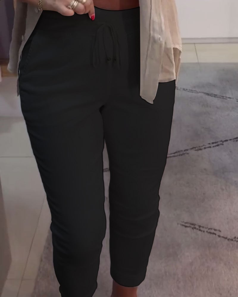 Drawstring Casual Pencil Pants