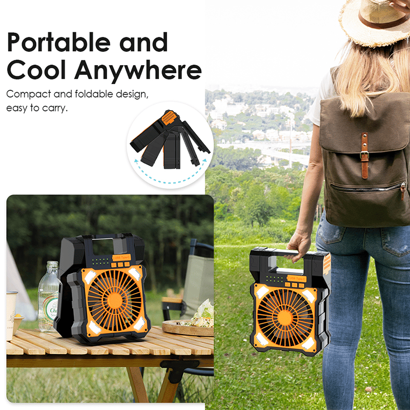 Sakerplus Solar Powered Portable Camping Fan