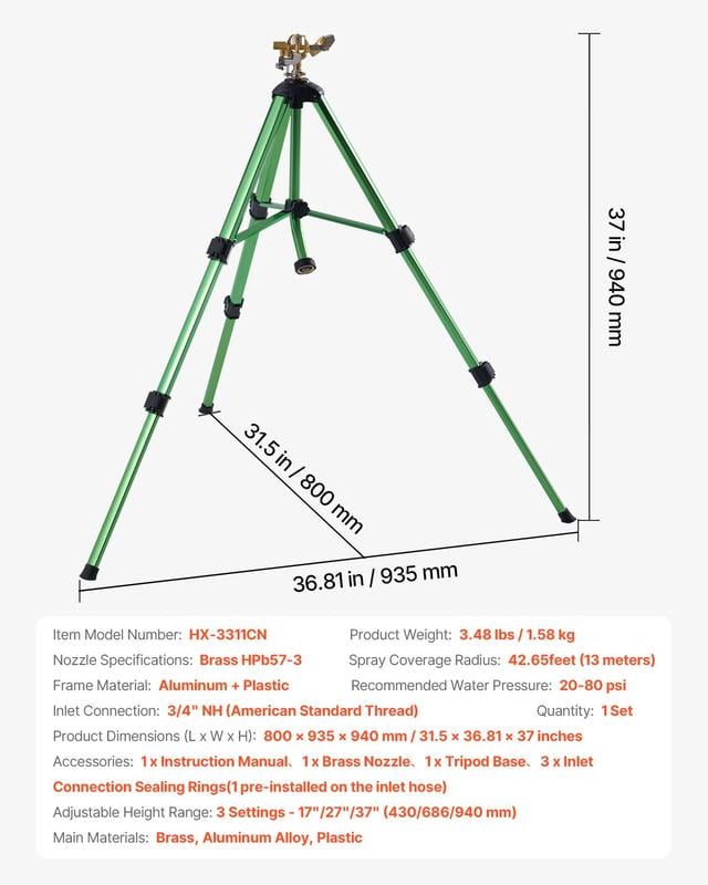 Sakerplus Impact Sprinkler on Tripod Base