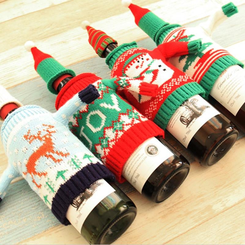 Kerstmis trui met wijnflessen