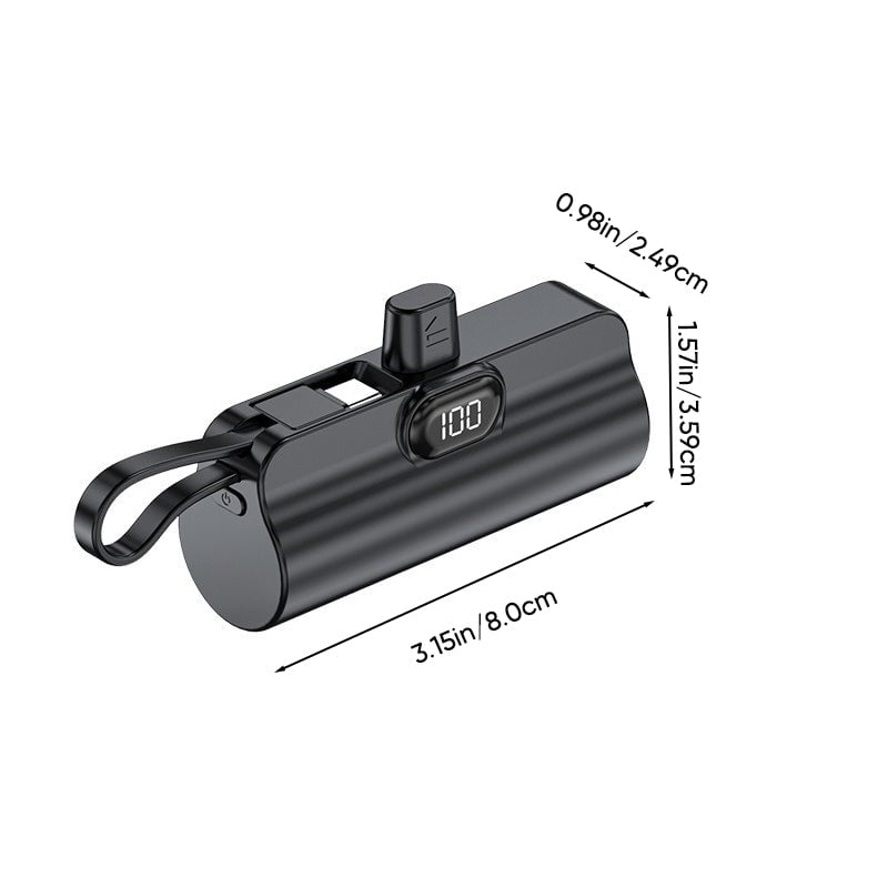 Mini Powerbank-Kapsel Mit Integriertem Ladekabel
