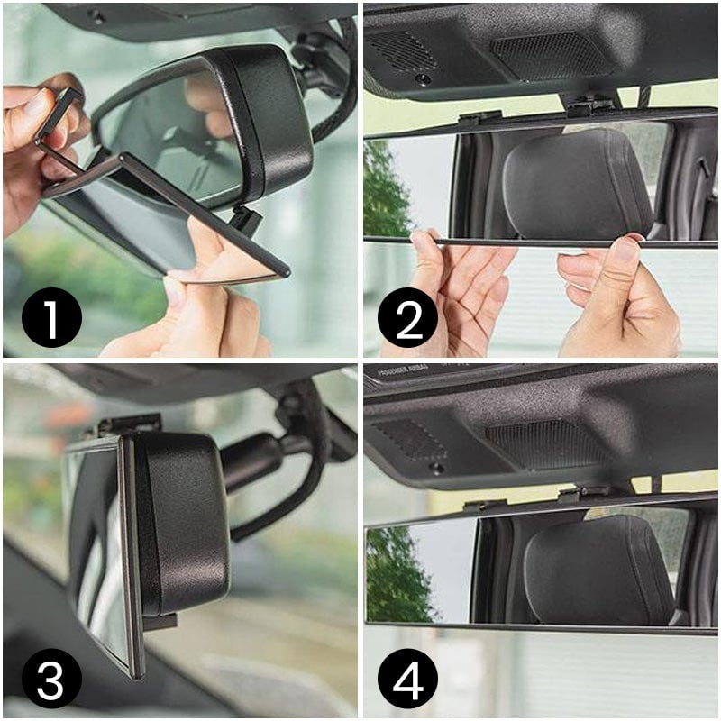 Wide-Angle Curved Rearview Mirror for Car Interior