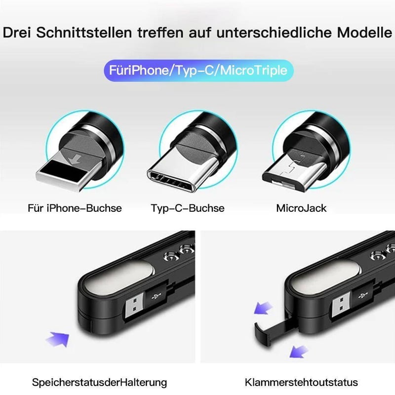 🔥50%  Rabatt🔥Schickplatz 3-in-1 magnetisches tragbares Ladekabel