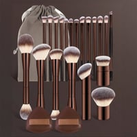 20-teiliges kaffeefarbenes Make-up-Pinselset