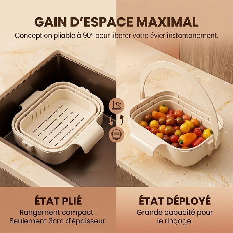 Égouttoir d'évier pliable pour cuisine