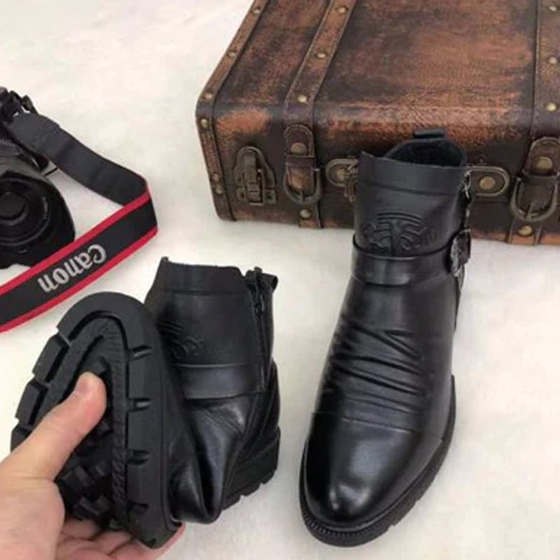 Martin-laarzen met handreliëf en rits voor heren