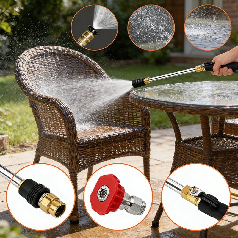 Garden Hose Nozzle High-Pressure Washer with 3 High-Pressure Nozzles