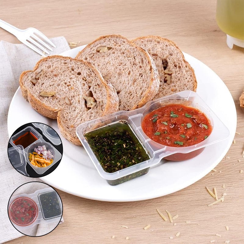 Snackbehälter mit zwei Fächern und Deckel