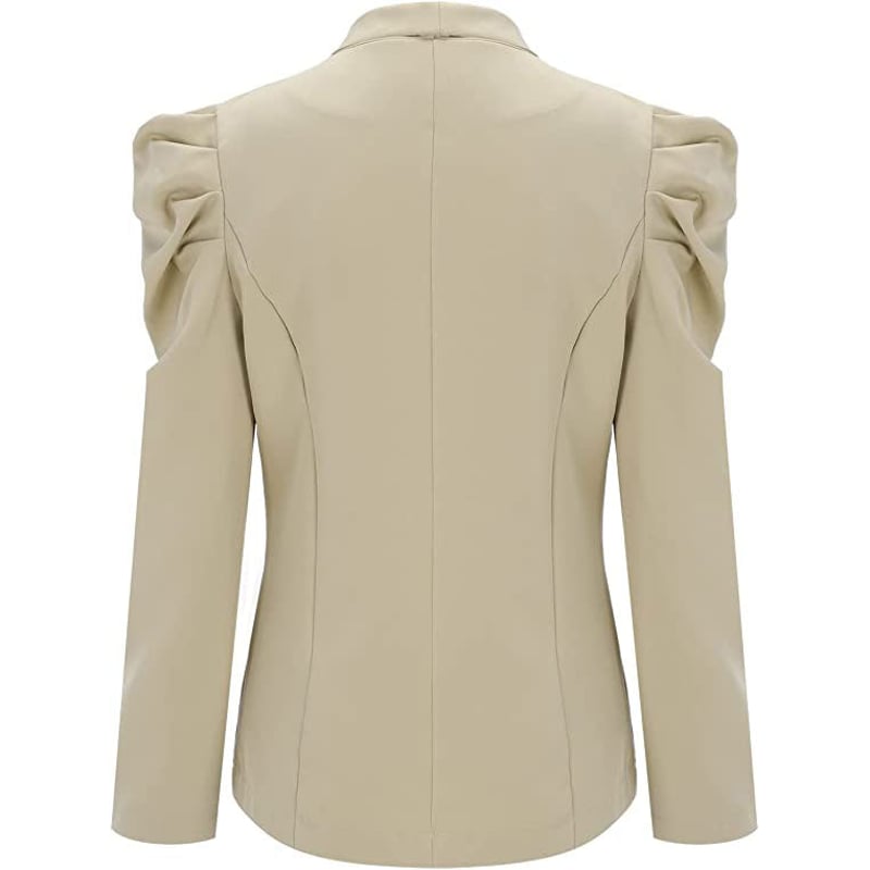 Women's Casual Lapel Blazer Puff Sleeve Open Front Work Blazer Suit