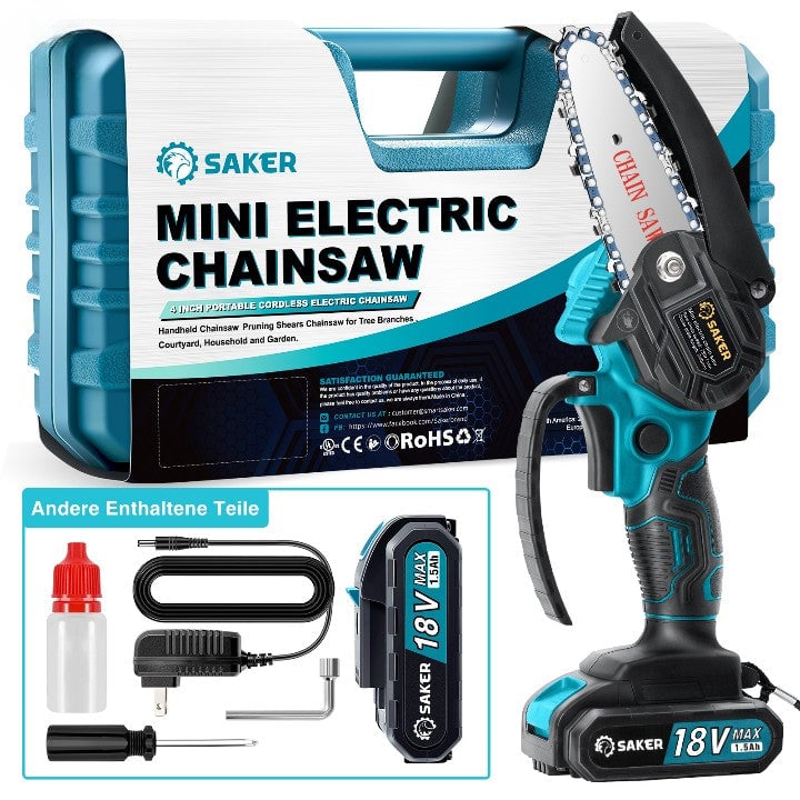 Saker 4 Zoll 18V Mini Kettensäge Akku Einhand Elektrokettensäge