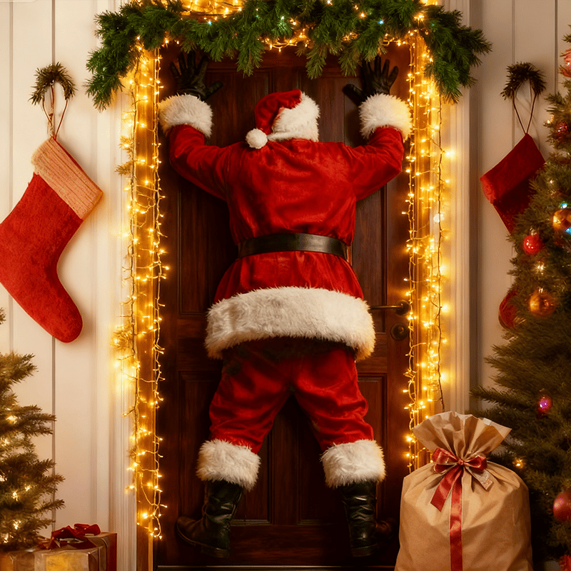 🎅Autocollant de Porte Père Noël