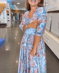 Robe de vacances à col en V et manches 3/4