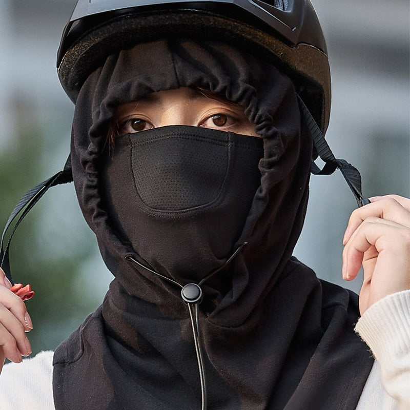 Huvtröja med ansiktsmask och nackvärmare för cykling