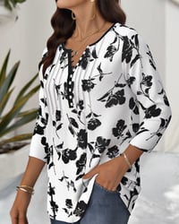 Button Print Fashion Blouse