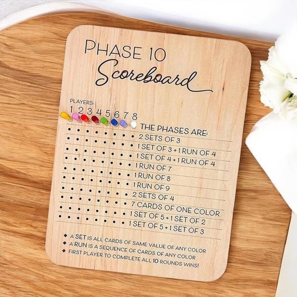 Wooden Phase 10 Score Board