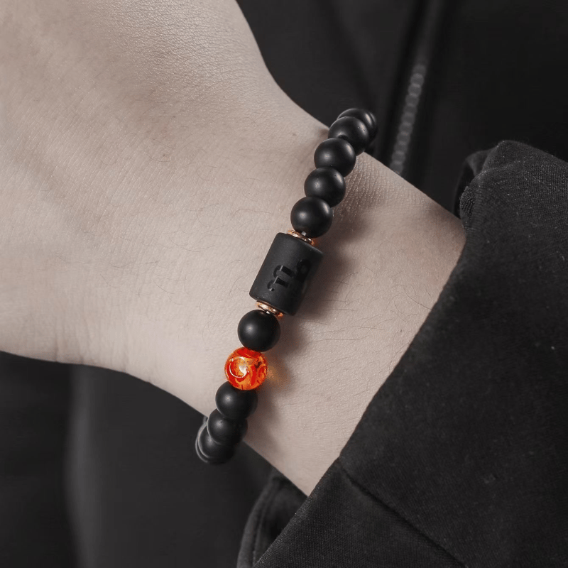 Armband mit Perlen aus schwarzem Achat mit zwölf Sternbildern