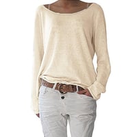 Femmes Manches Longues Pull en Tricot Casual Lâche