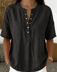 Solid Color Casual Short Sleeve Blouse