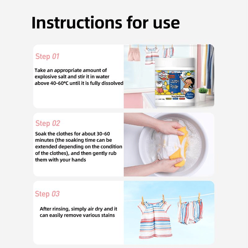 Hyper Concentrated Strong Stain Remover Powder for Clothes