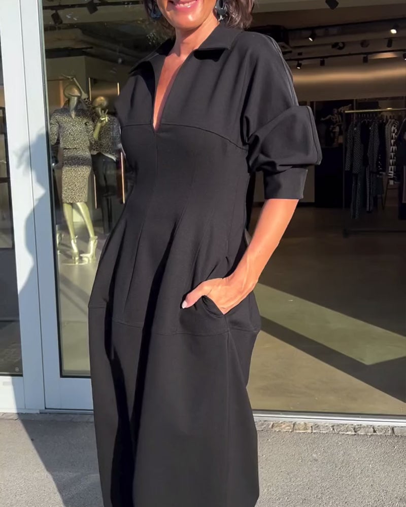 Robe décontractée de couleur unie à revers