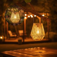 Handwoven Rattan Solar Lantern