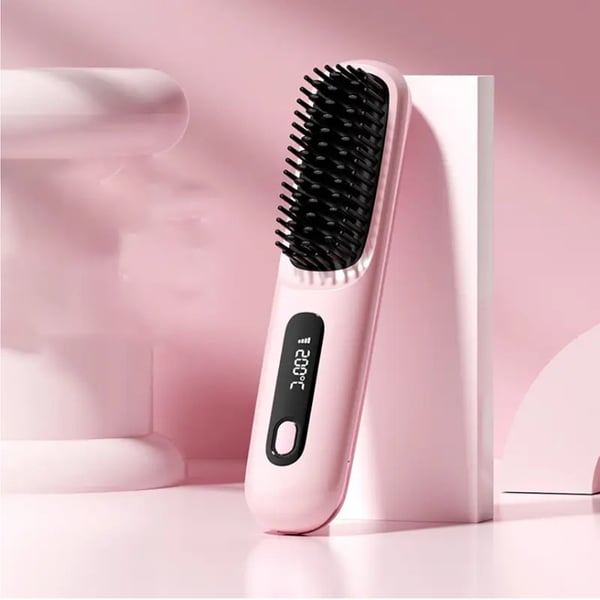 Ceramic Heated Cordless Portable Curling Straightening Brush