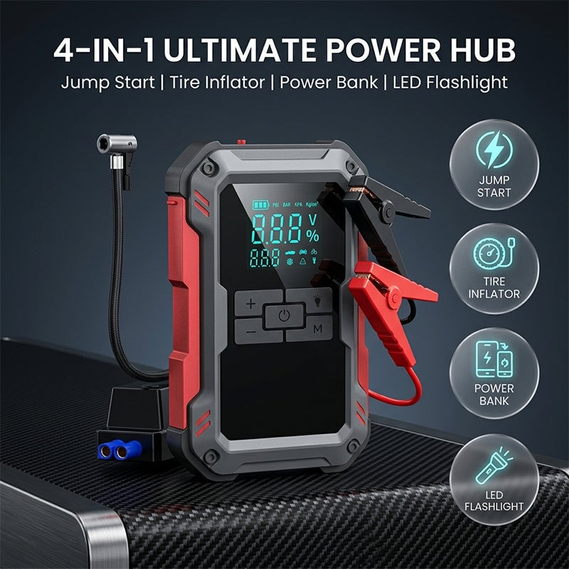 Portable Car Jump Starter and Tire Inflator All-in-One