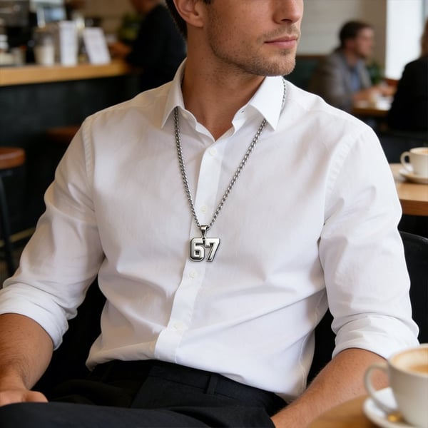 Stainless Steel Sports Number Chain Necklace