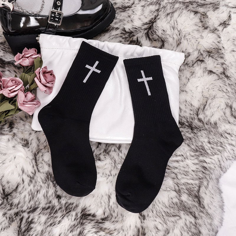 Cross Black And White Socks