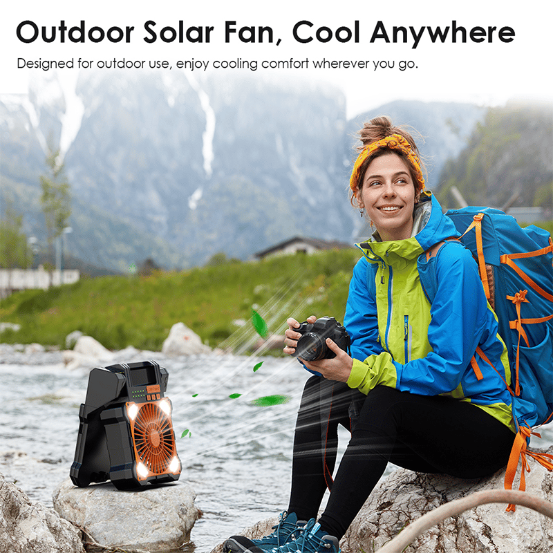Sakerplus Solar Powered Portable Camping Fan