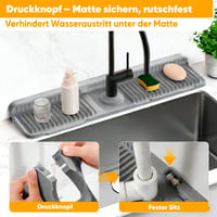 Abgewinkelte Spritzschutz-Matte für den Wasserhahn