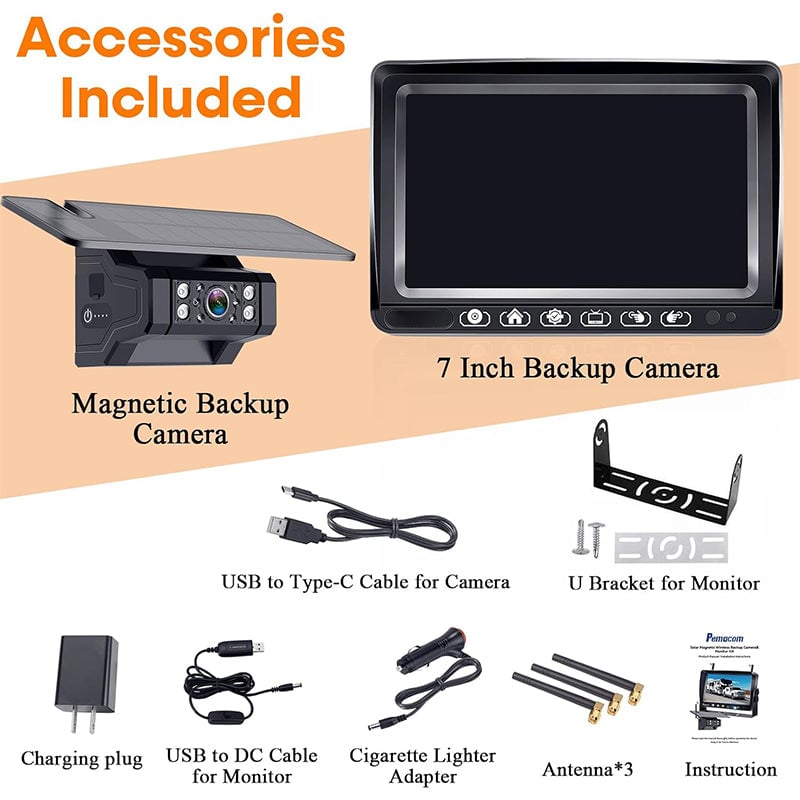 Sakerplus Magnetic Solar Wireless Backup Camera