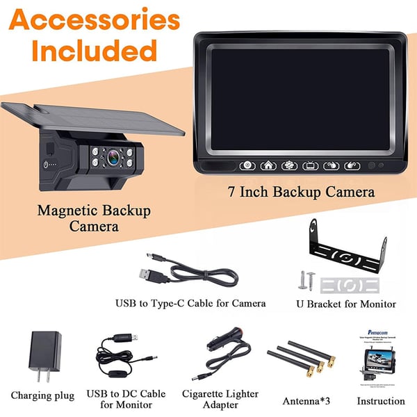 Sakerplus Magnetic Solar Wireless Backup Camera