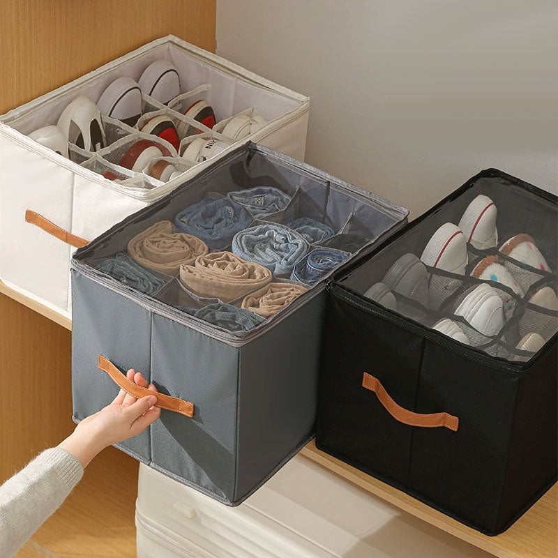 Collapsible Shoe Organizer Box with Transparent Cover