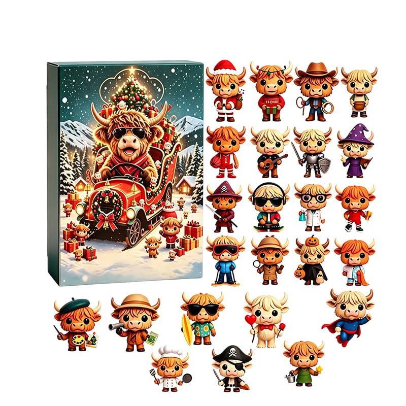 2026 Highland Cow 24-Day Advent Calendar Blind Box Set