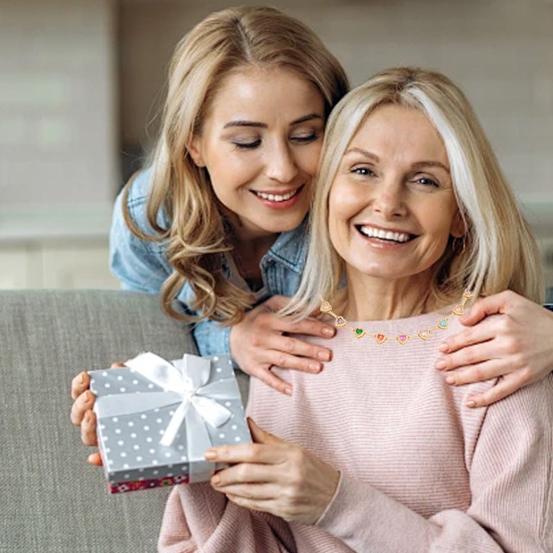 Heart Shaped Colorful Zirconia Necklace