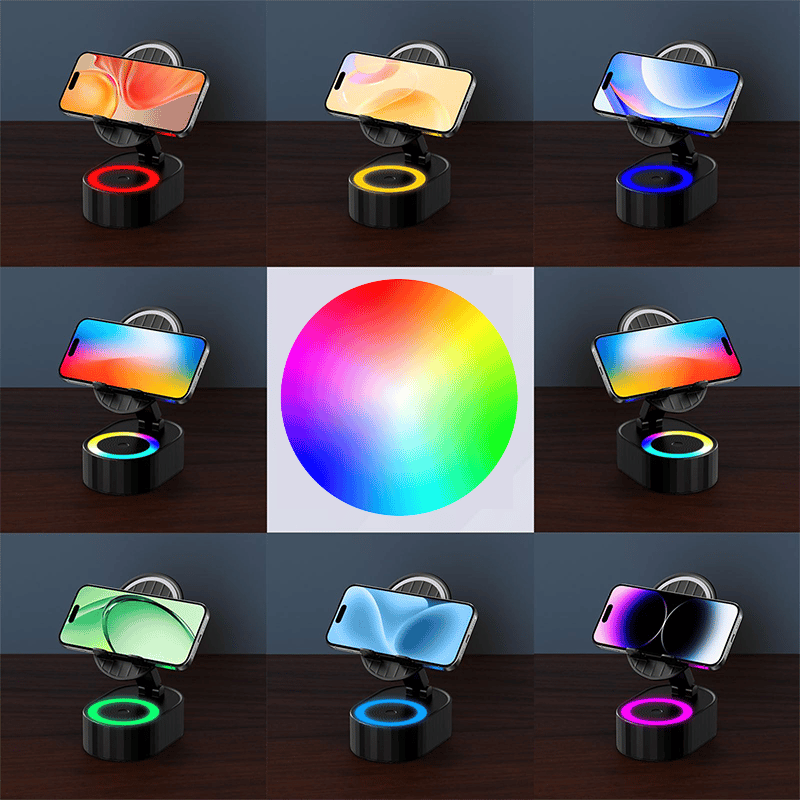 360° Adjustable Phone Stand with Built-in Bluetooth Speaker