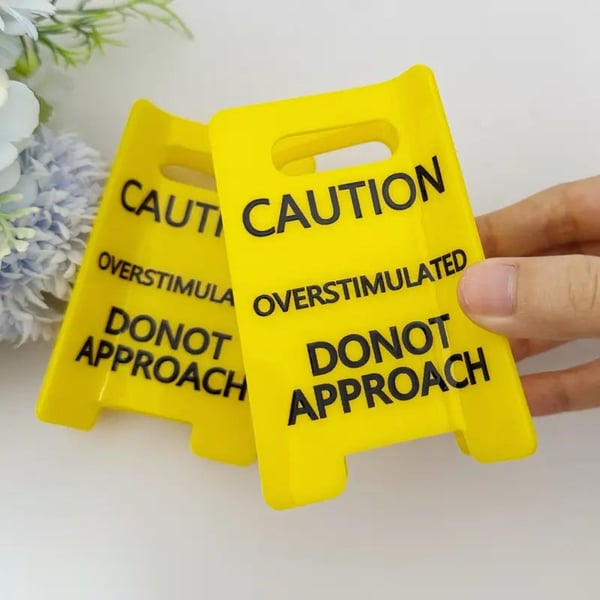 Caution Overstimulated Sign Hair Claw Clip
