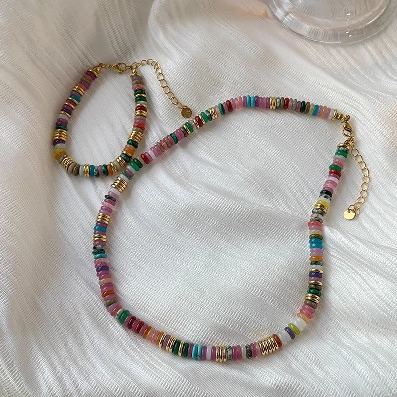 Frisbee Natural Beaded Necklace
