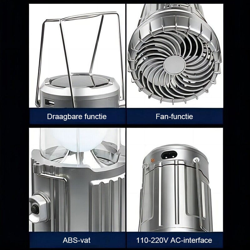 6-in-1 draagbare LED-campinglantaarn op zonne-energie