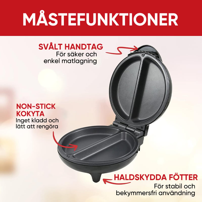 Elektrisk Omelettmaskin Med Dubbla Zoner