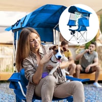 Foldable Camping Chair with Canopy and Fan