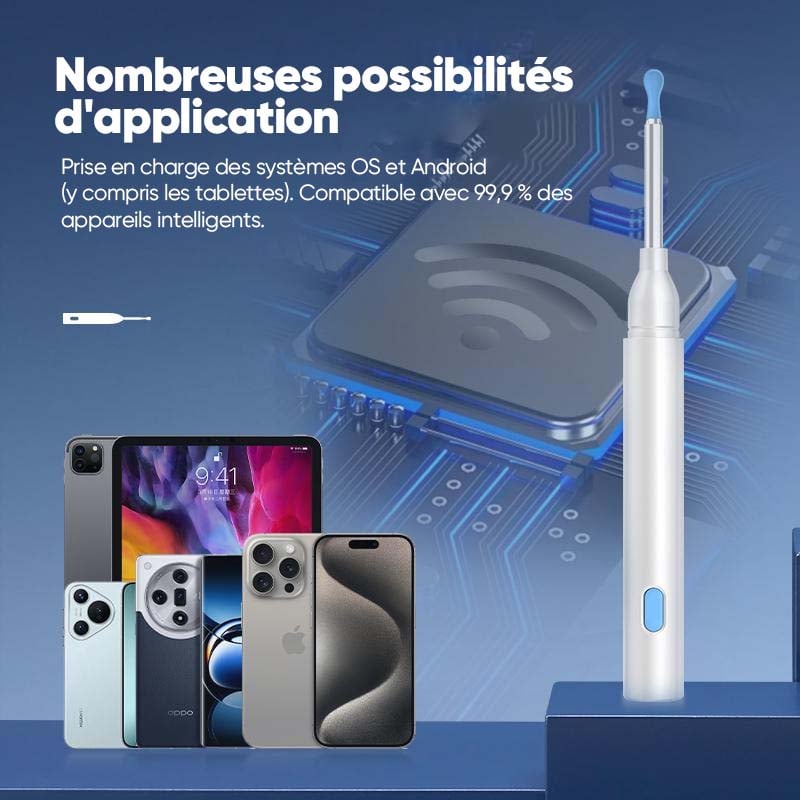 Kit d'épilation des oreilles avec caméra HD, Endoscope auriculaire avec lumières LED