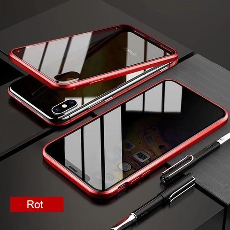 Verbesserte Anti-Peep-Magnet-Telefonhülle aus gehärtetem Glas mit zwei Seiten