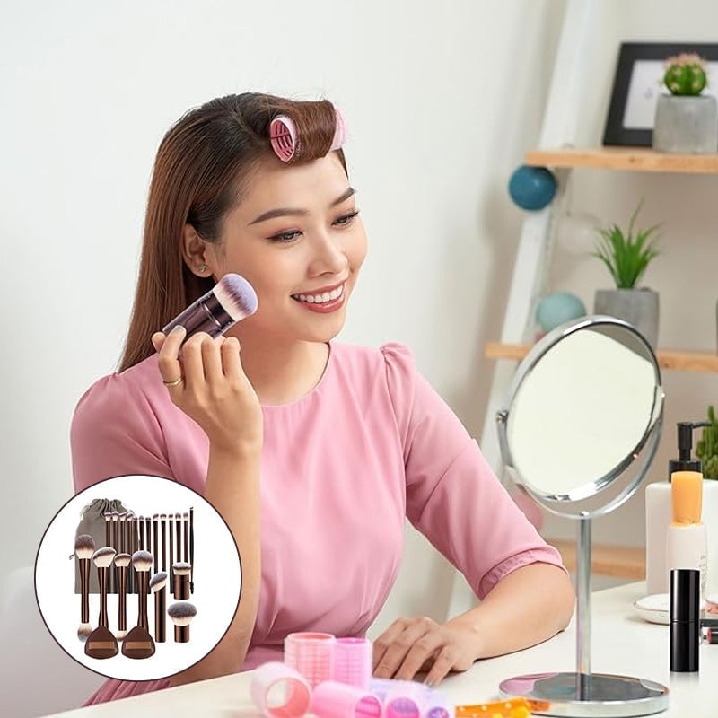 Set de 20 pinceaux de maquillage couleur café