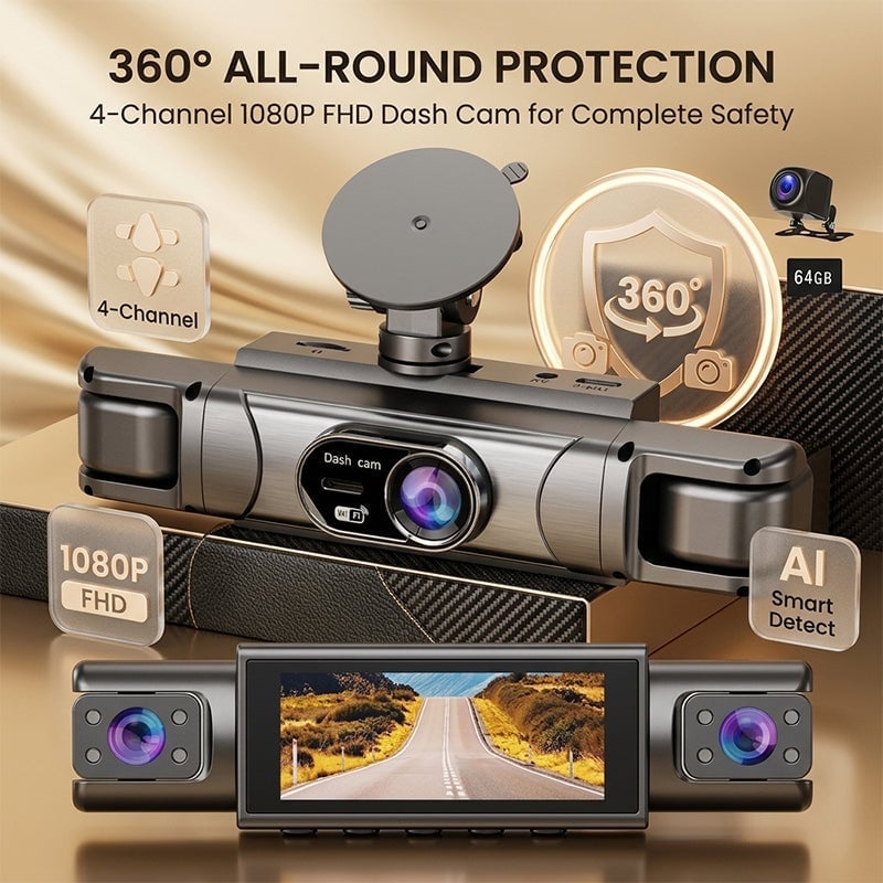 360° Surround View 4-Channel Dash Cam