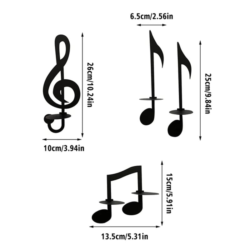 Svart musiknotvägglampa