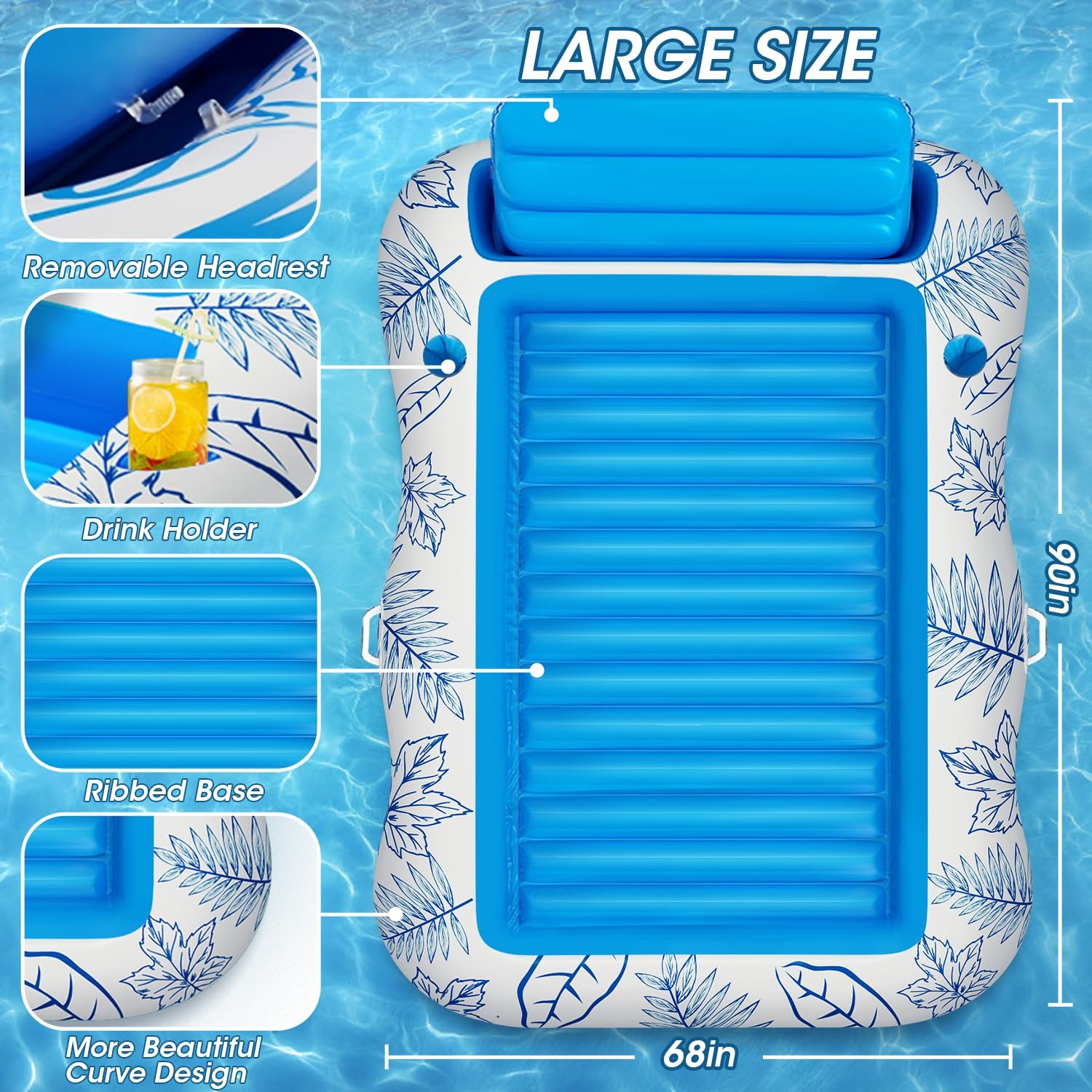 PVC Water Inflatable Maple Leaf Pattern Floating Bed