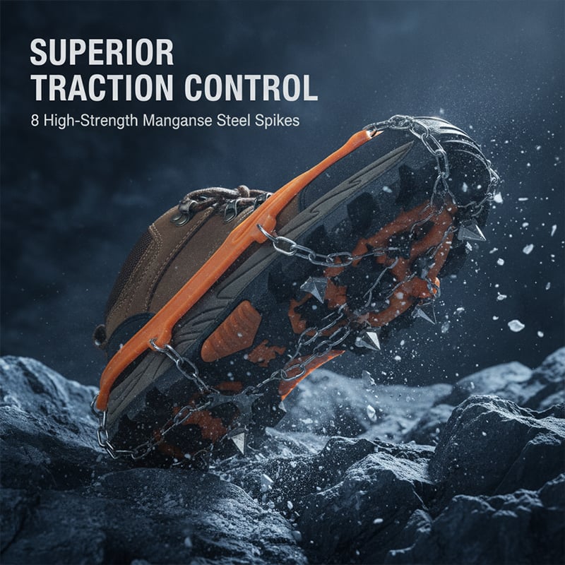 8-Claw Anti-Slip Ice Cleats for Shoes & Boots